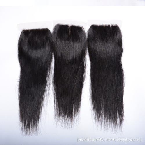 4x4 Silk Lace Base Closure Straight 100% Brazilian Human Hair Transparent Lace Closure HD Lace Closure